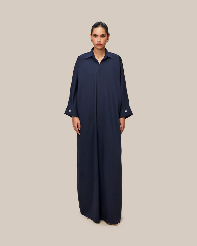 Relaxed Fit Shirt Abaya blue
